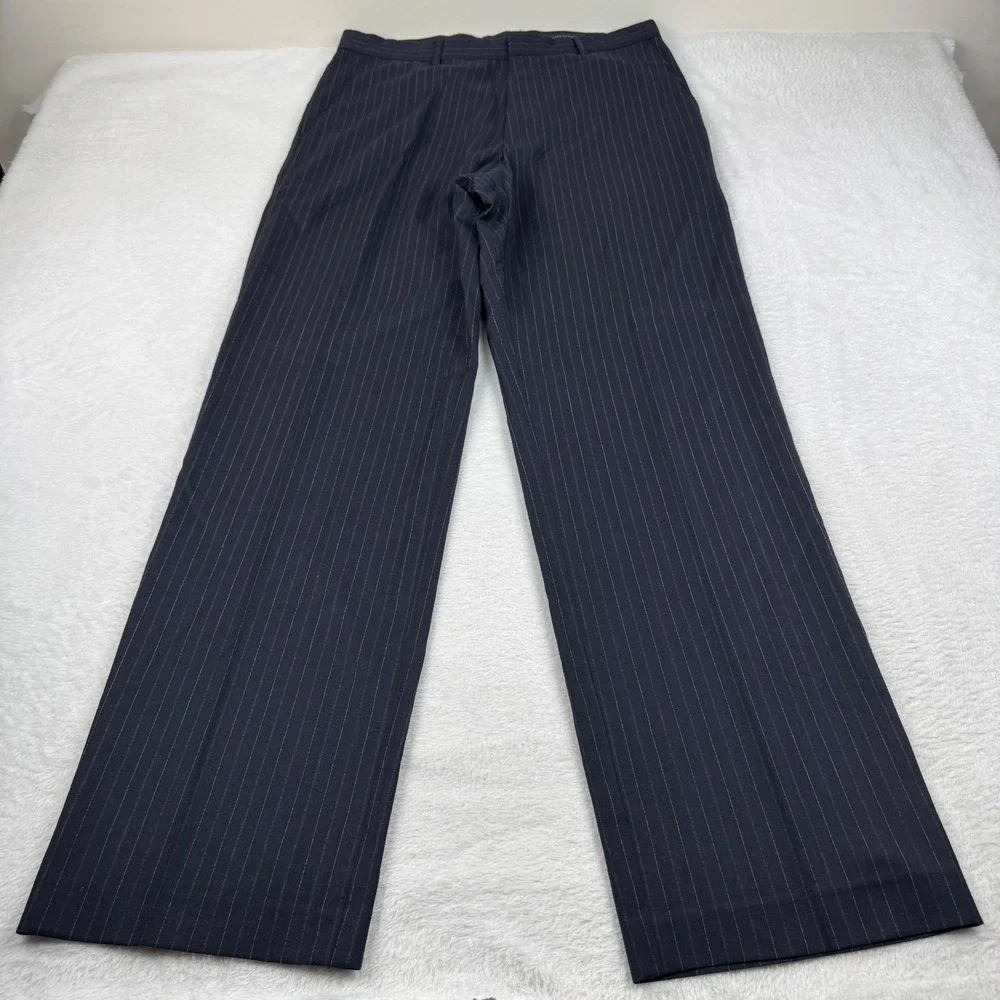 Banana Republic Dress Pants Mens 33/34 Navy Blue Pinstripe Wool Blend Slacks